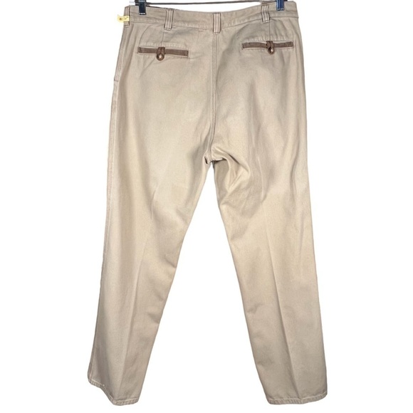 Orvis Men’s Heavyweight Cotton Textured Rugged Tan Pants With Leather Trim W36 … - Picture 6 of 10